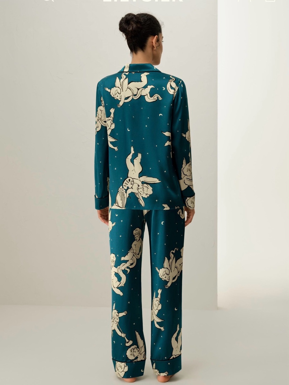 LILYSILK Gemini Zodiac Classic Silk Pajama Set - Picture 4 of 13